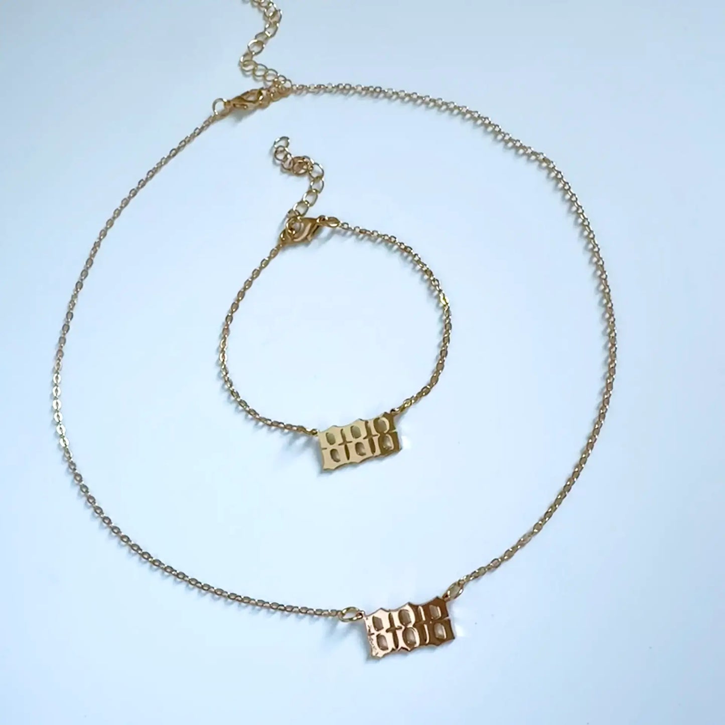 888 Angel Number Necklace and Bracelet - Front View|Touch Vintage