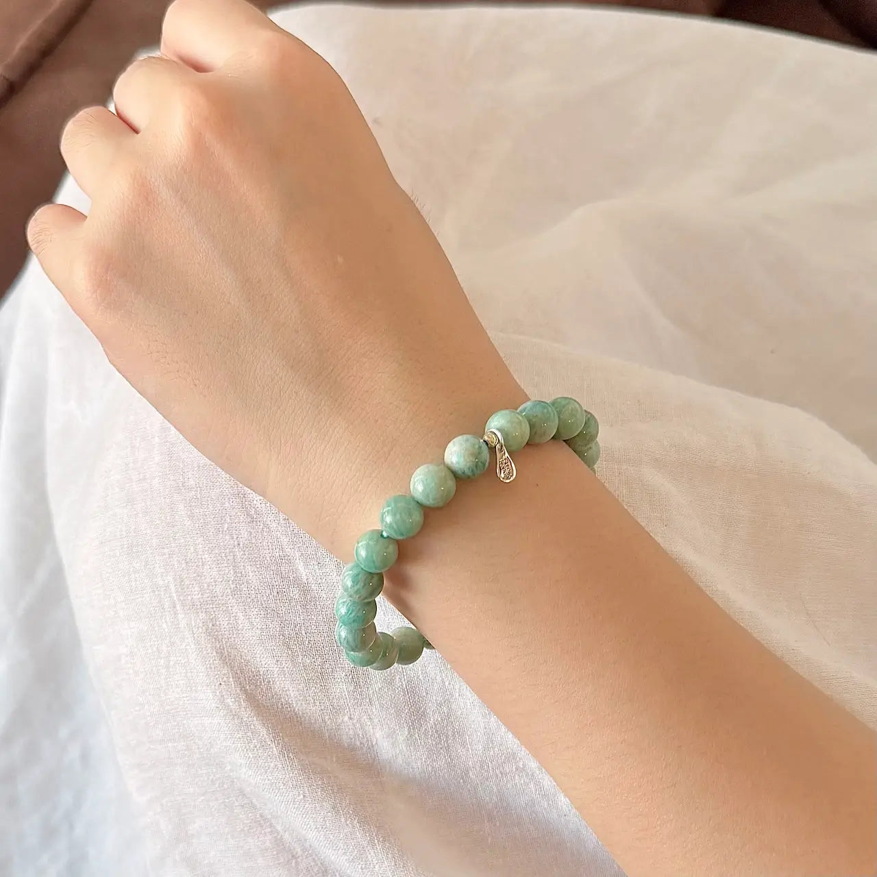 Amazonite Bracelet 8mm - Worn On Wrist|Touch Vintage