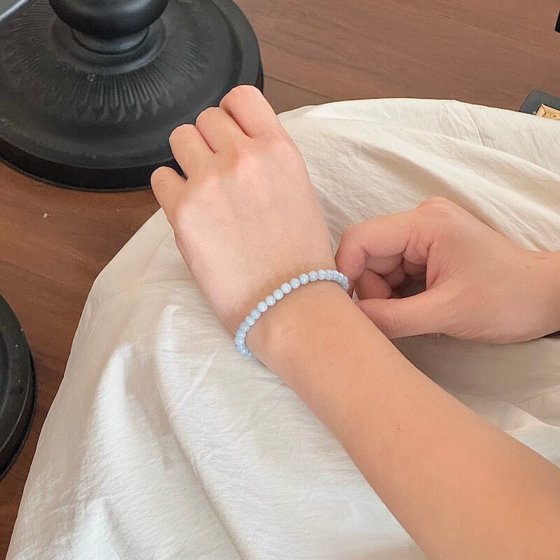 Angelite Bracelet - Worn on Wrist | TouchVintage