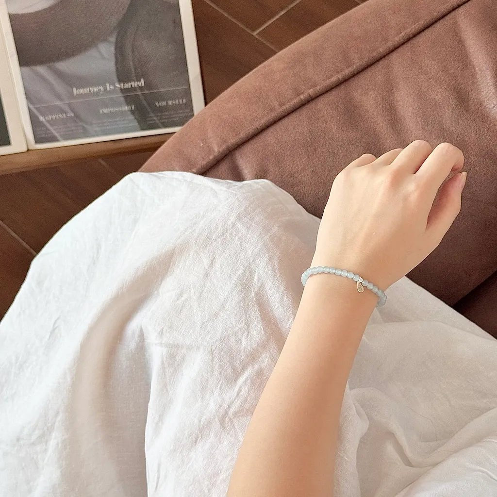 Aquamarine Birthstone Bracelet - Worn on Wrist |Touch Vintage