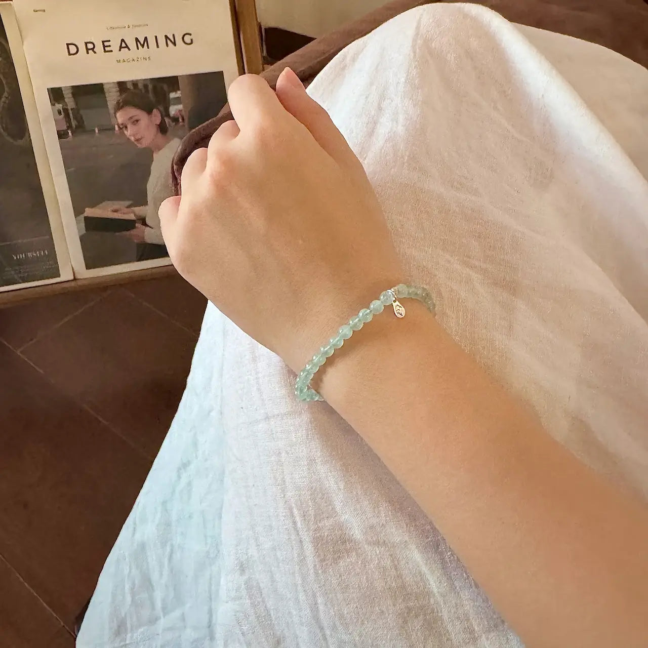 Aquamarine Bracelet - Worn On Wrist | Touch Vintage