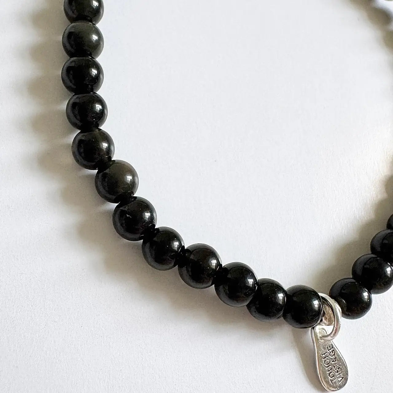 Black Obsidian Bracelet Close-up|Touch Vintage