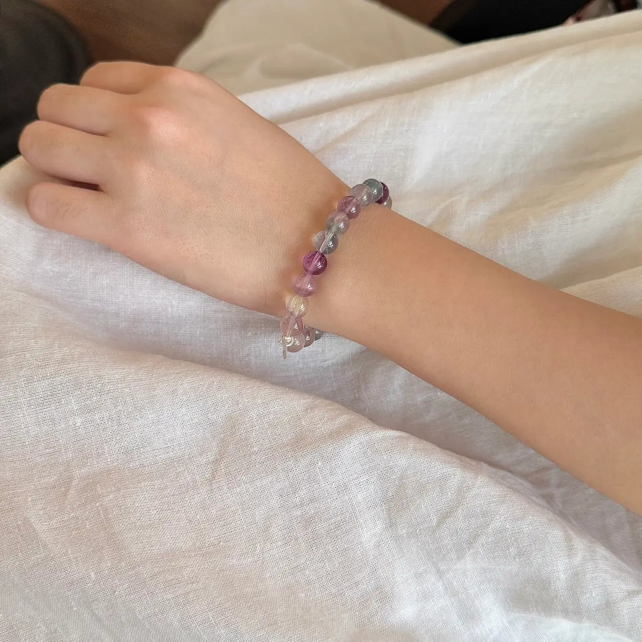 Fluorite Bracelet 8mm - Worn On Wrist|Touch Vintage