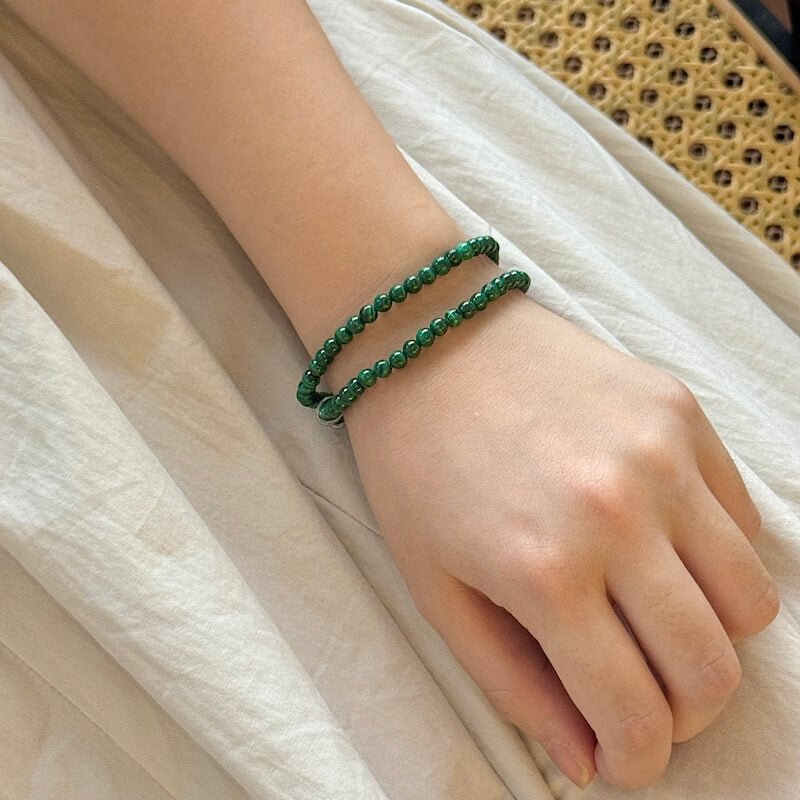 Green Malachite Bracelet - Close-up|TouchVintage