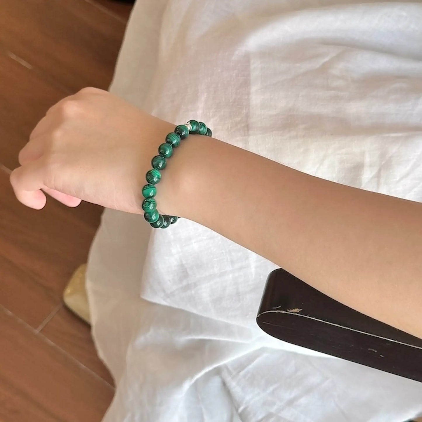 Green Malachite Bracelet - Worn On Wrist|Touch Vintage
