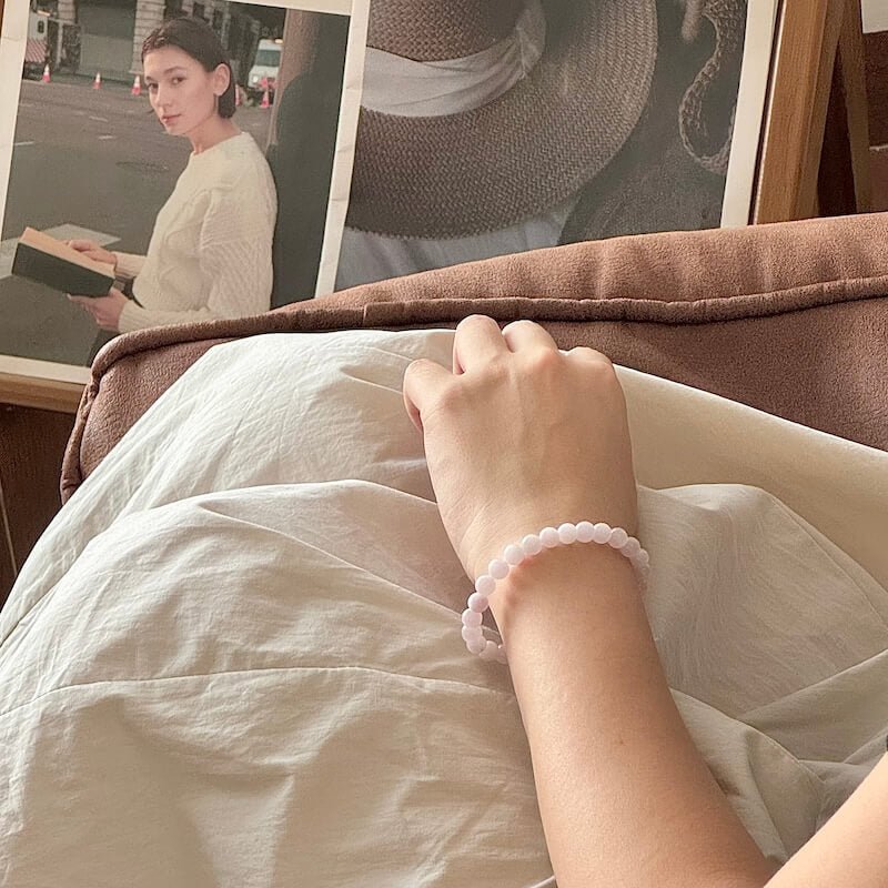 Kunzite Crystal Bracelet 6mm - Worn On Wrist|Touch Vintage