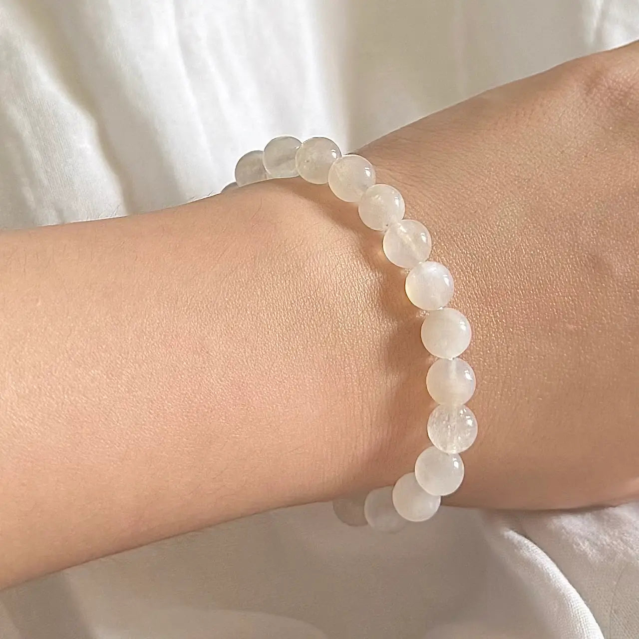 Moonstone Bracelet 8mm - Worn On Wrist|Touch Vintage