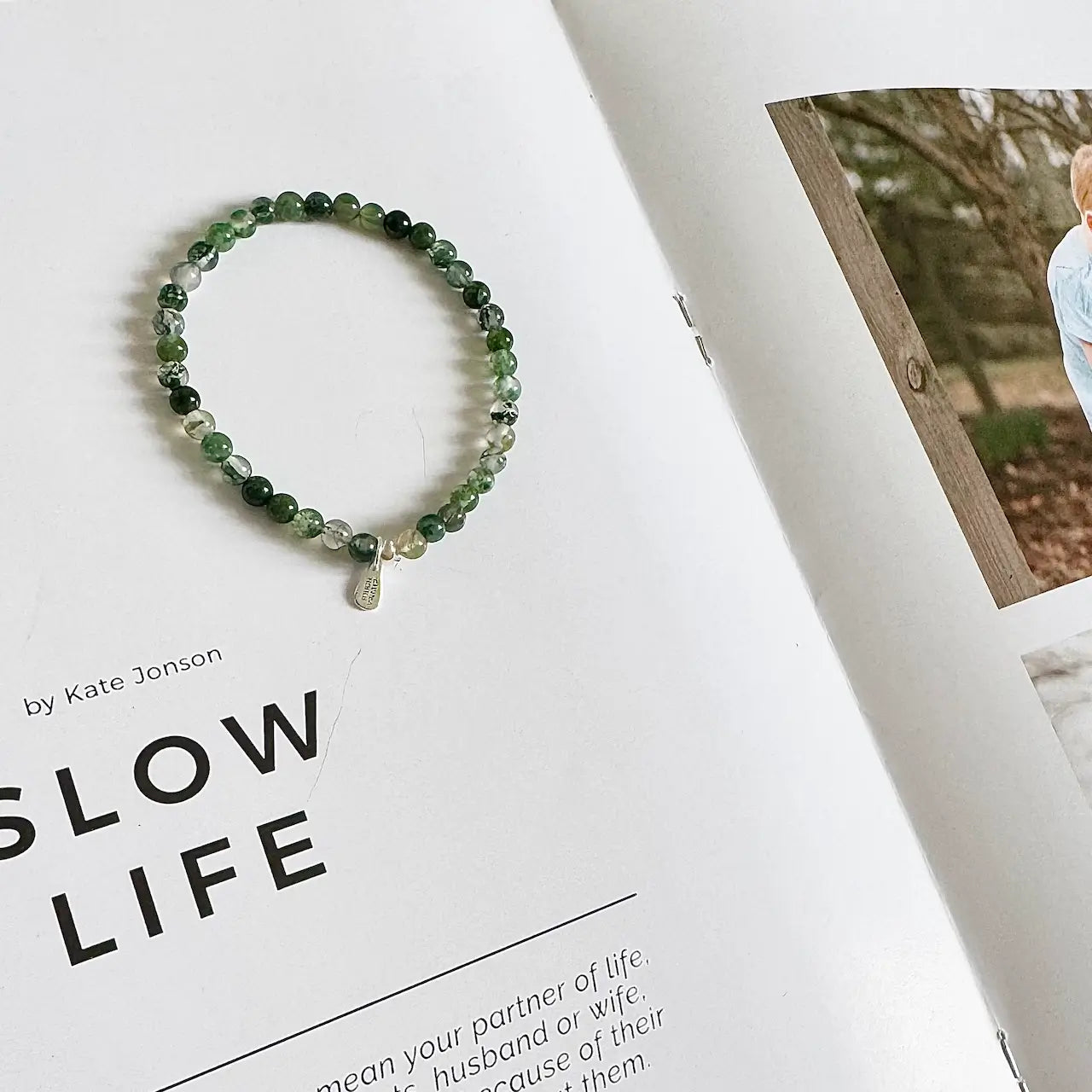 Moss Agate Bracelet - Front View|Touch Vintage