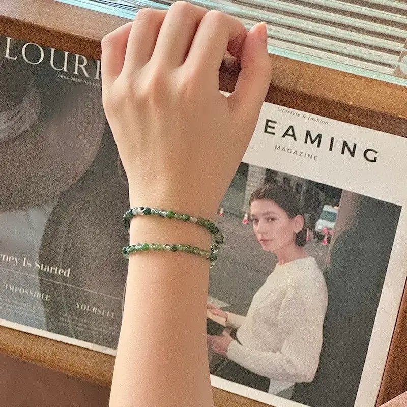 Moss Agate Bracelet - Lifestyle Wearing View|Touch Vintage