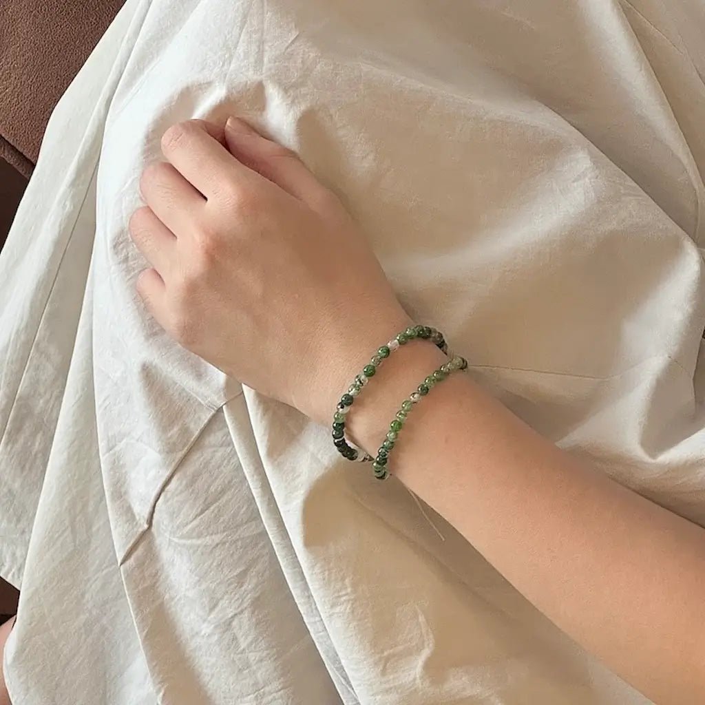 Moss Agate Bracelet - Worn on Wrist |Touch Vintage