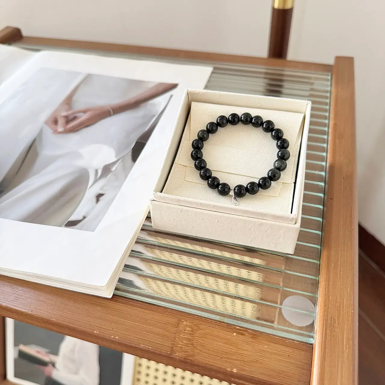 Obsidian Stone Bracelet 8mm - Gift Packaging | Touch Vintage