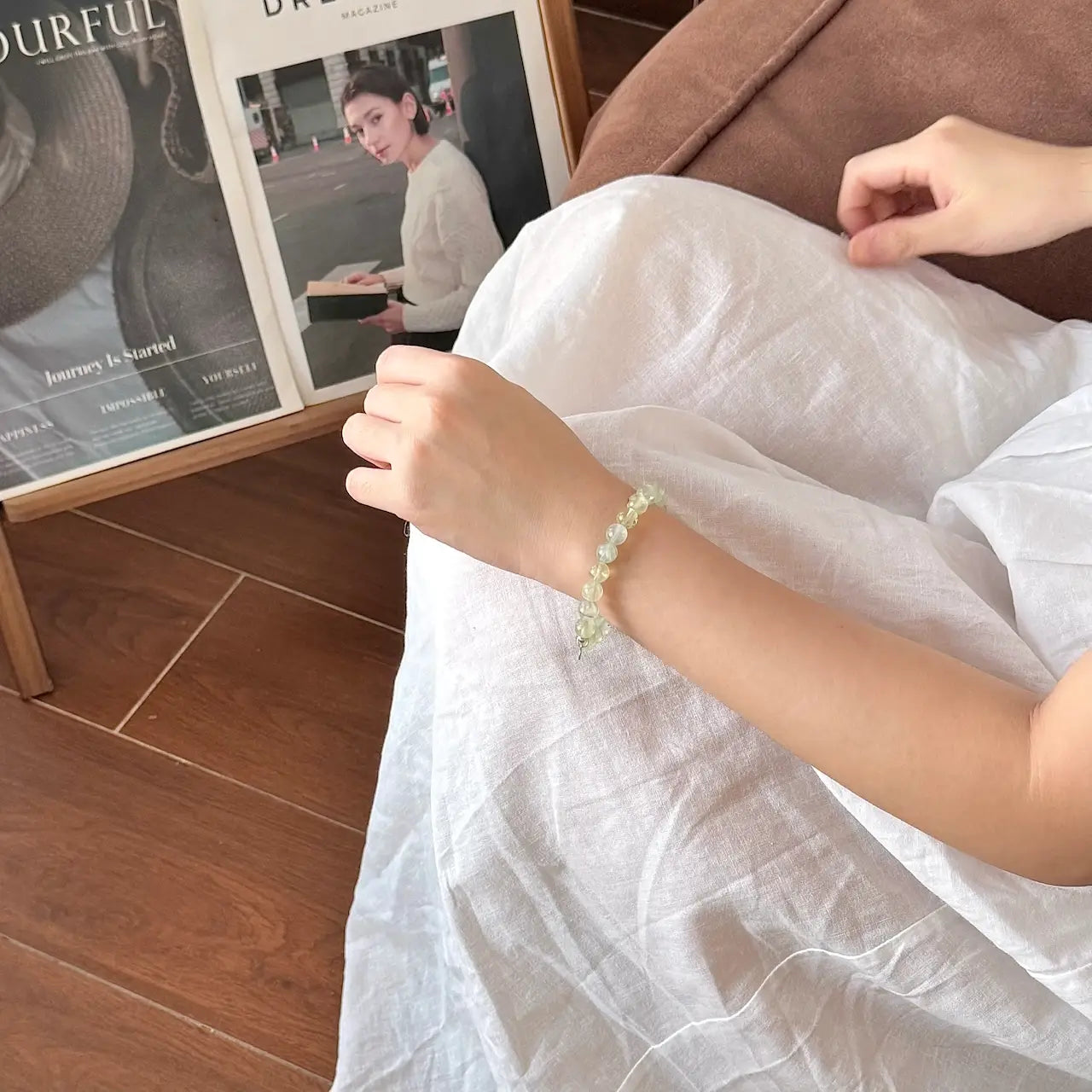 Prehnite Bracelet 8mm - Life Style Wearing |Touch Vintage