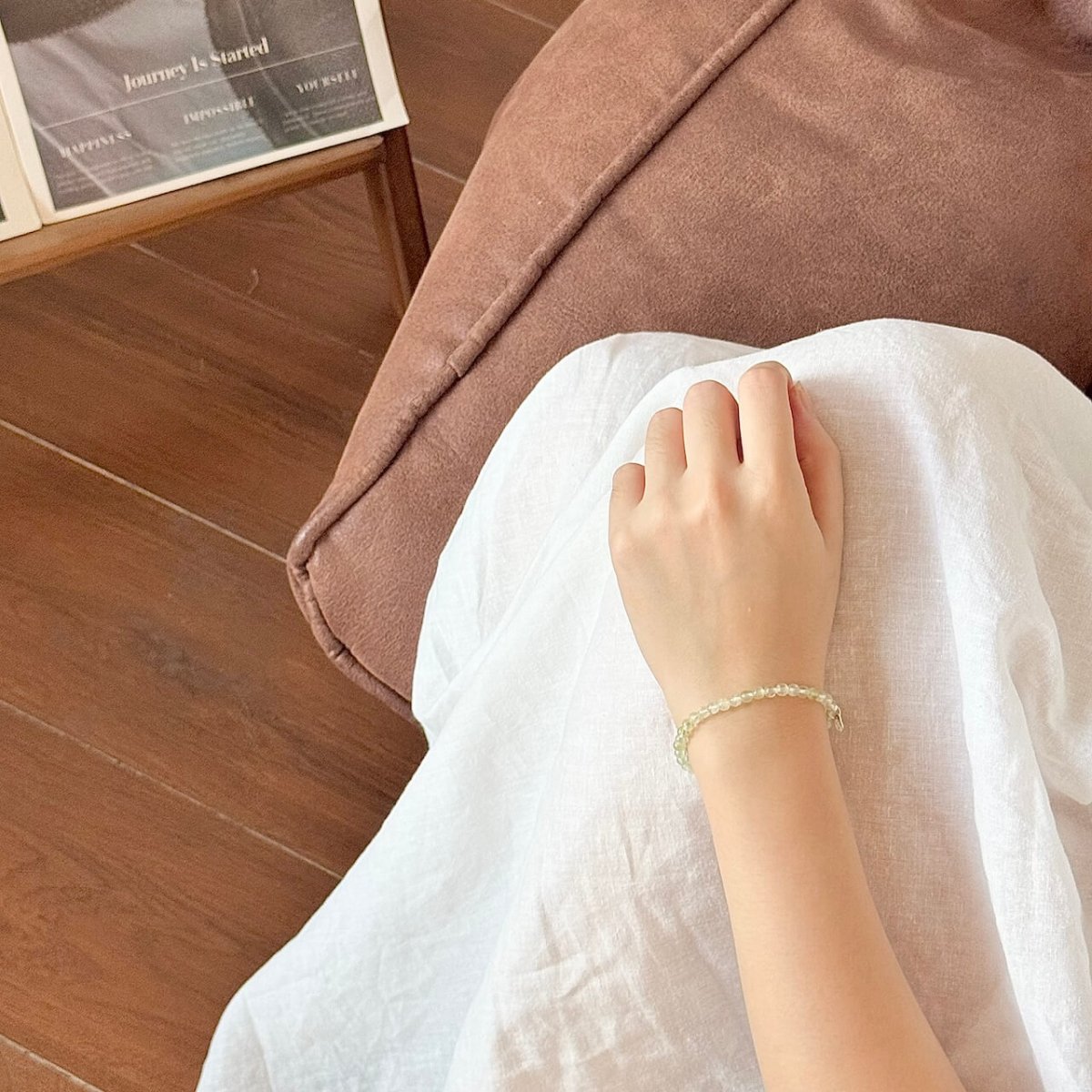 Prehnite Bracelet on the hand