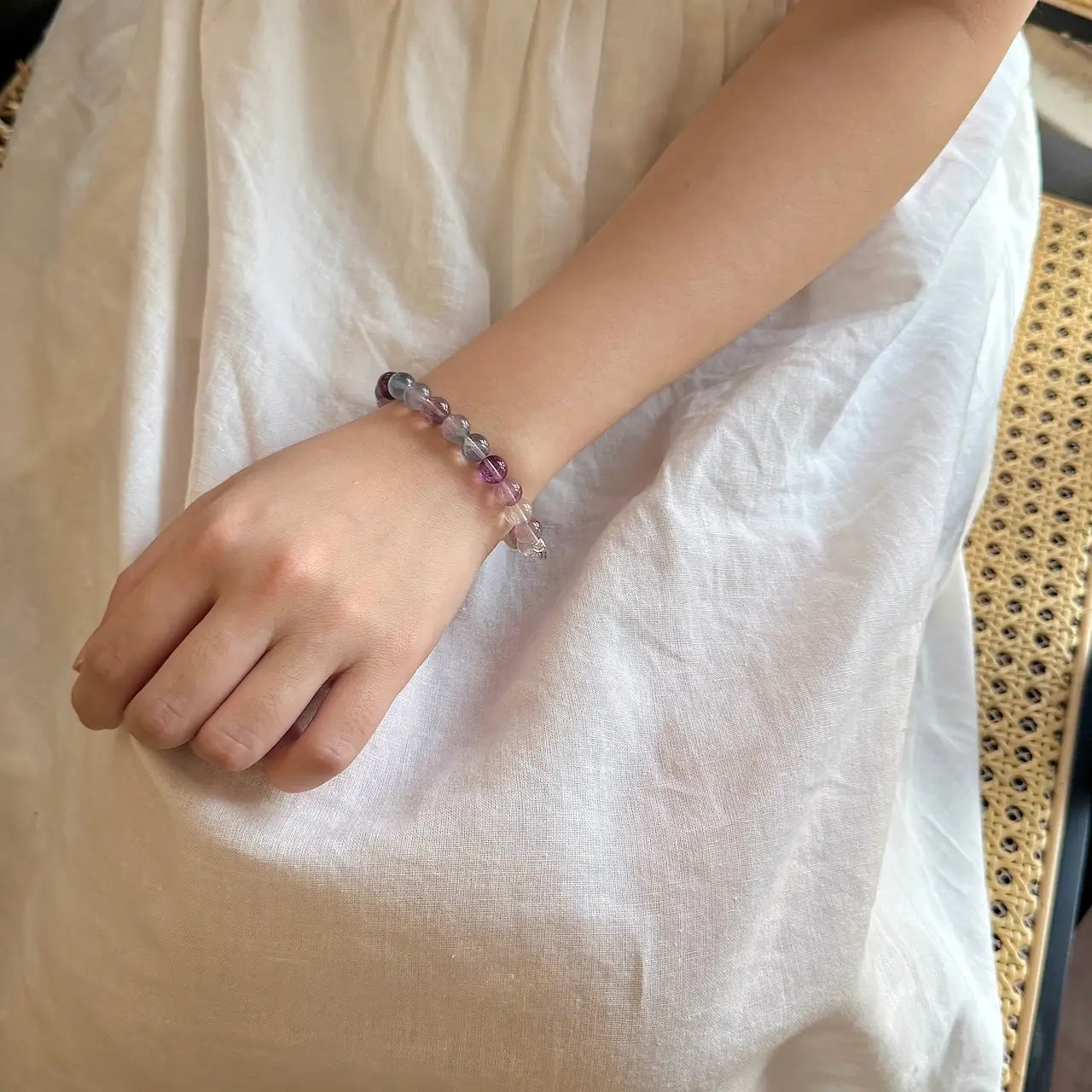 Rainbow  Fluorite Bracelet 8mm - Life Style Wearing|Touch Vintage