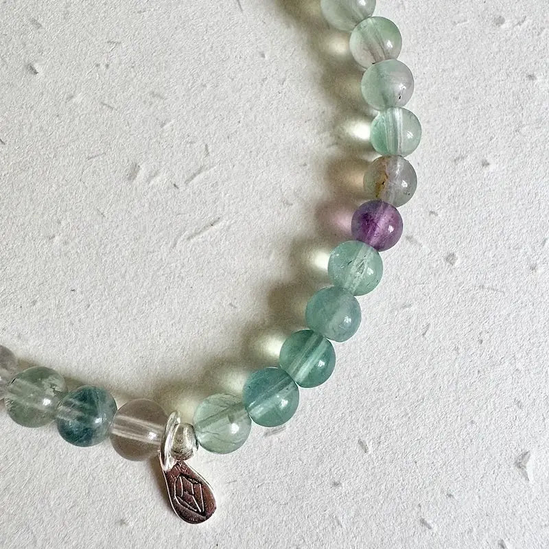 Rainbow Fluorite Bracelet - Close-up|Touch Vintage