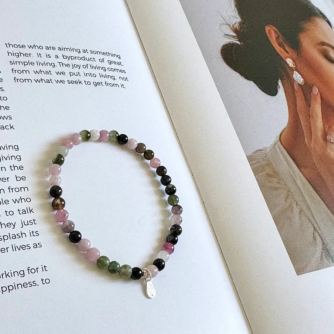 Rainbow Tourmaline Bracelet - Side View|Touch Vintage