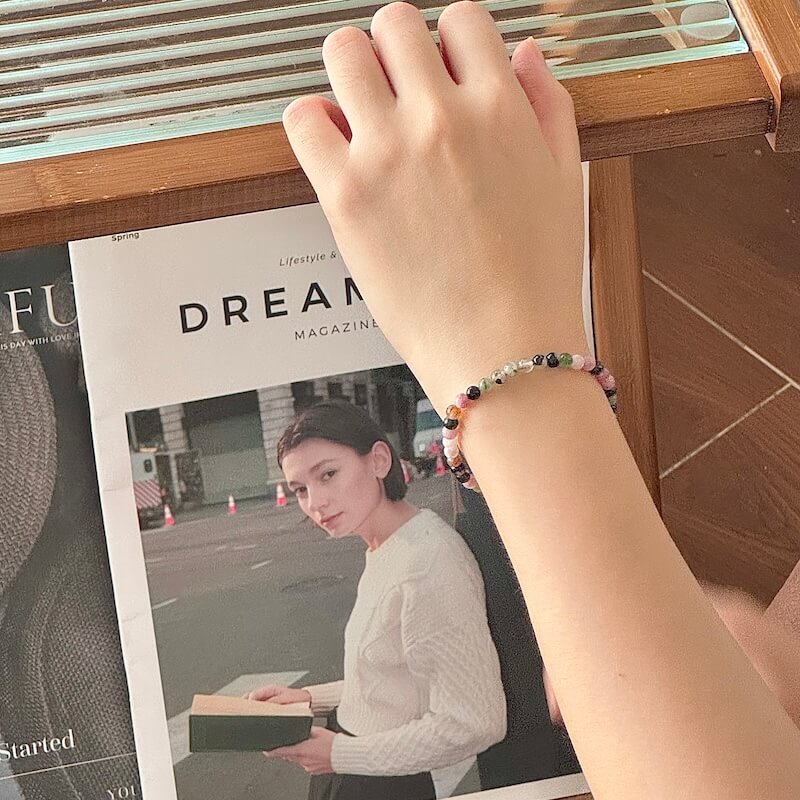 Rainbow Tourmaline Bracelet - Worn On Wrist|Touch Vintage