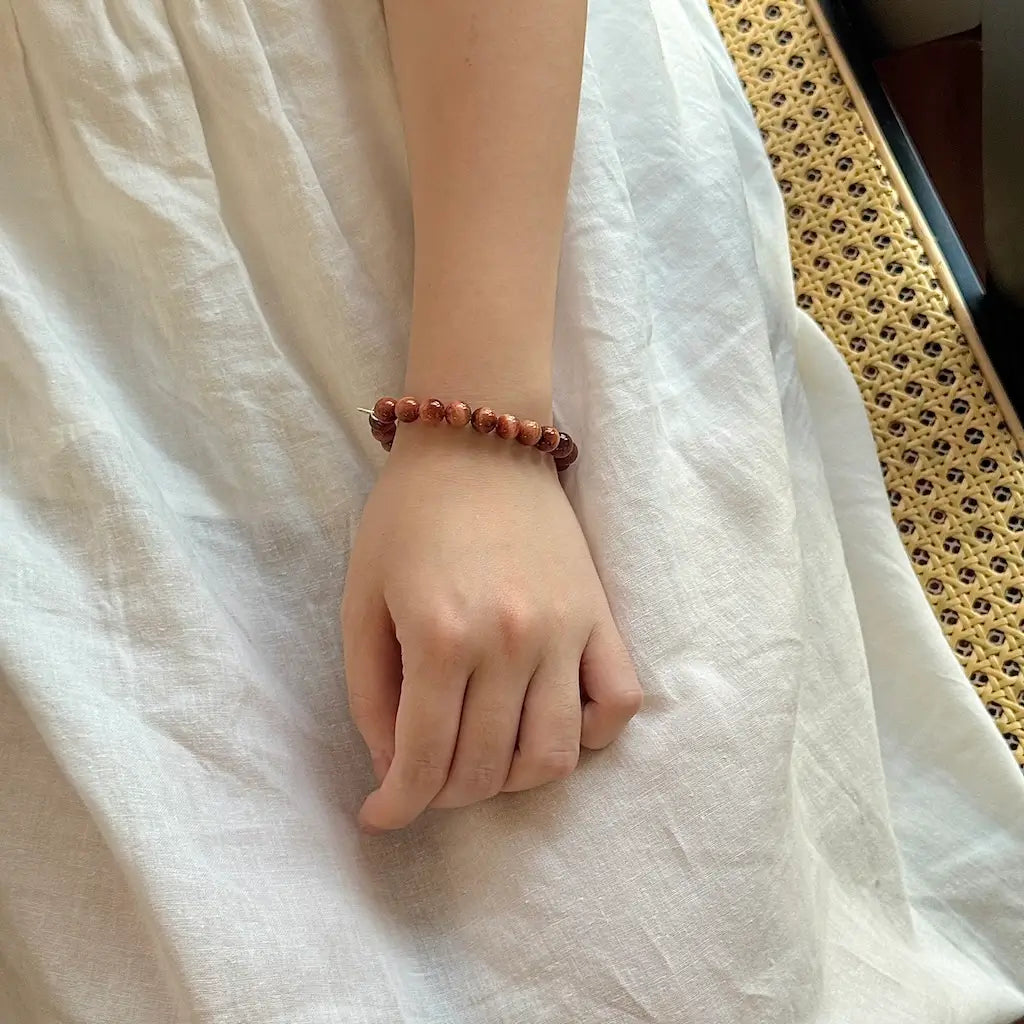 Red Tiger Eye Bracelet 8mm - Worn On Wrist|Touch Vintage