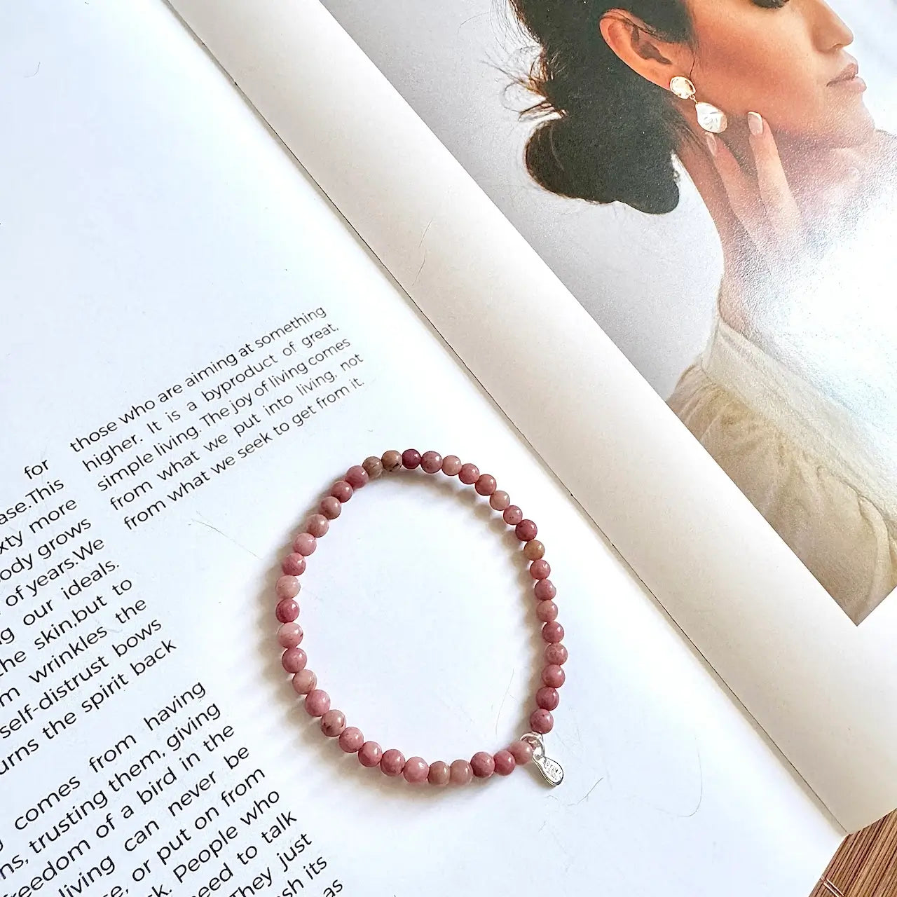 Rhodonite Bracelet - Side View|Touch Vintage
