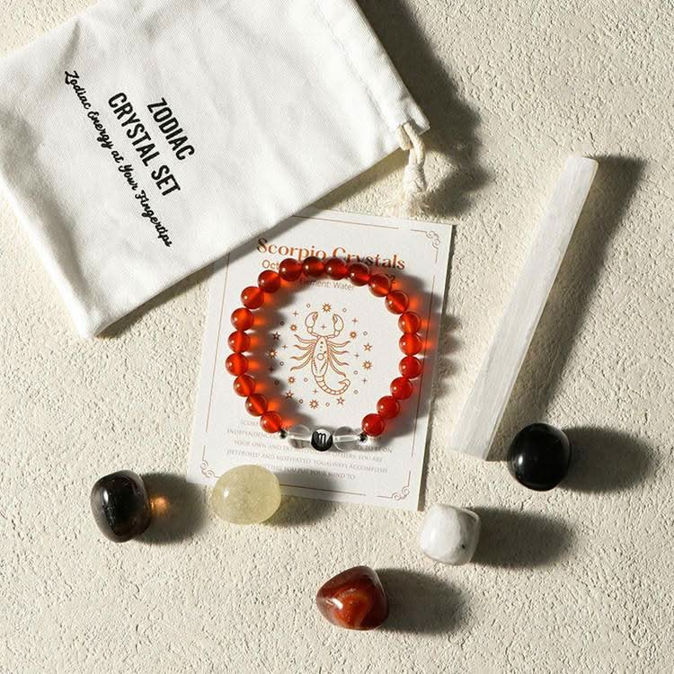 Scorpio crystal bracelet & 5 tumble stones