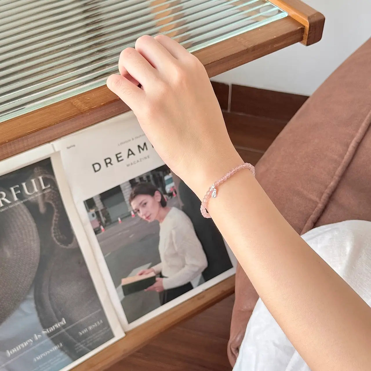 Strawberry Quartz Bracelet - Life Style Wearing|Touch Vintage