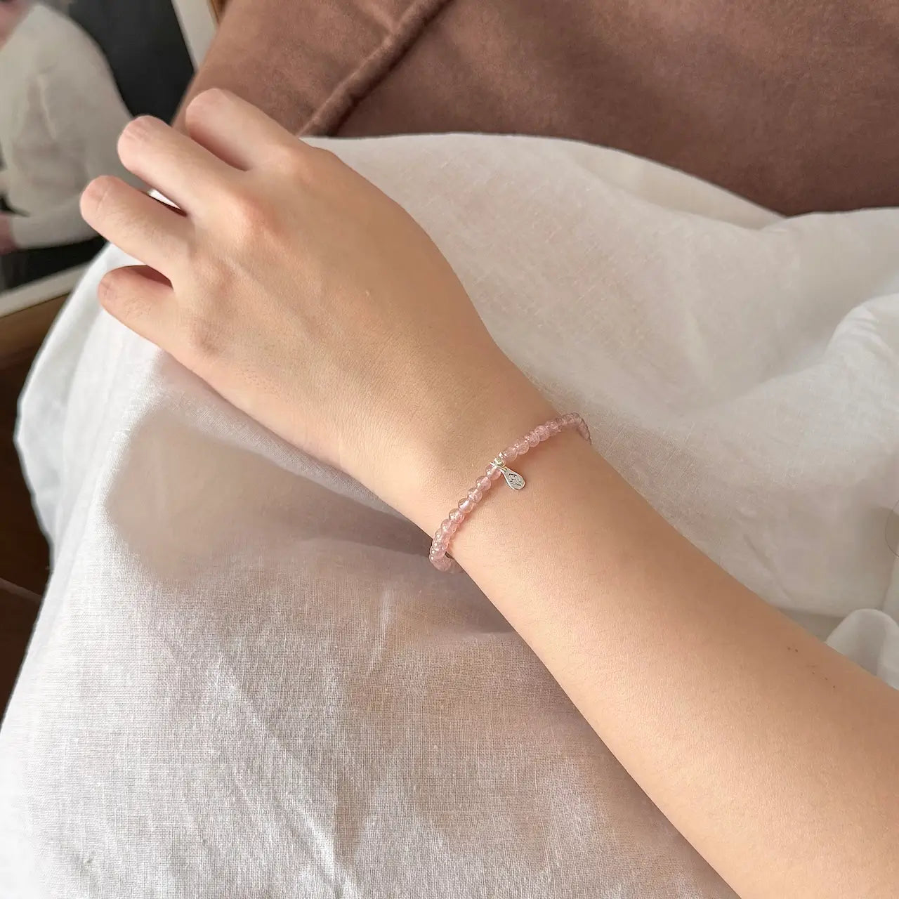 Strawberry Quartz Bracelet - Worn On Wrist|Touch Vintage