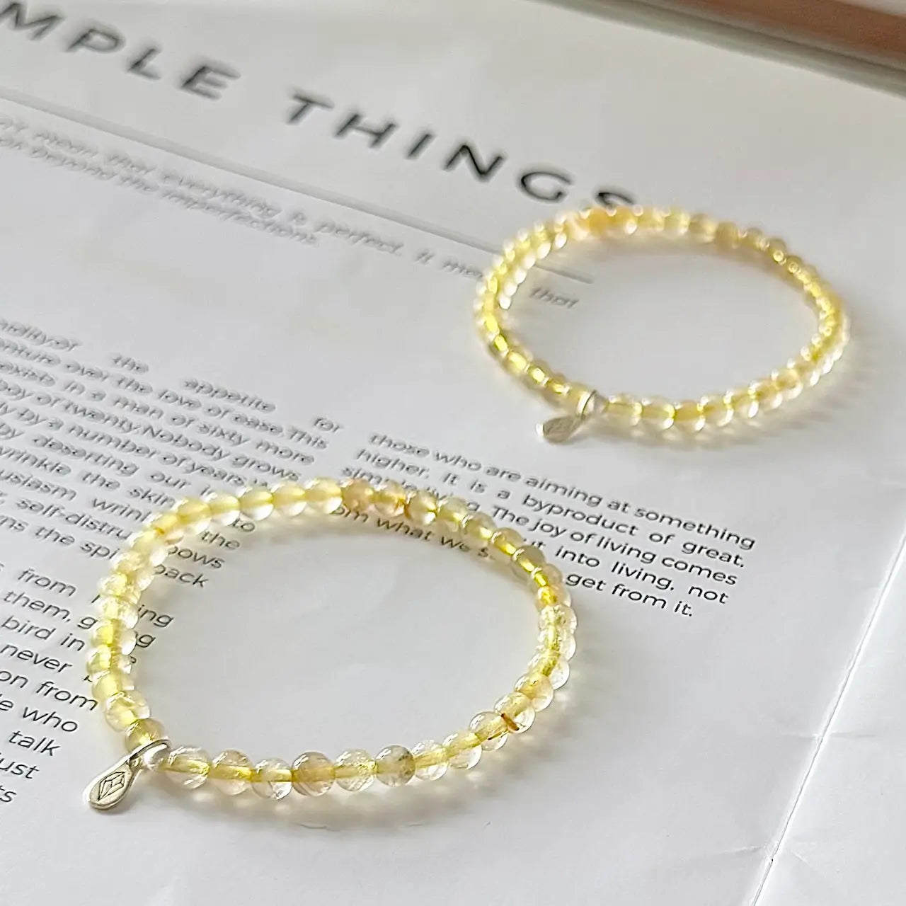Yellow Rutilated Quartz Bracelet - Side View|Touch Vintage