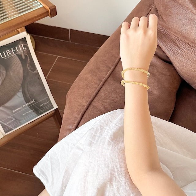 Yellow Rutilated Quartz Bracelet - Worn On Wrist|Touch Vintage