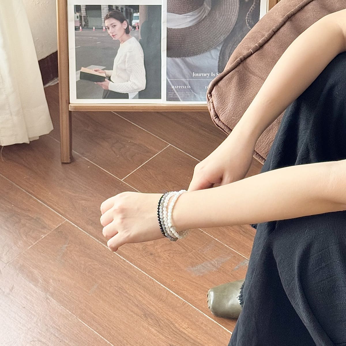 antique moon phase crystal bracelets on the hand