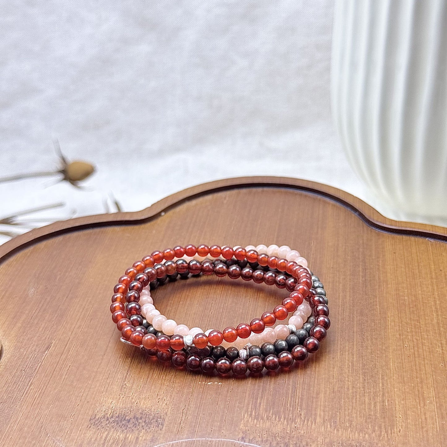 aries bracelets with garnet,carnelian,rainbow moonstone
