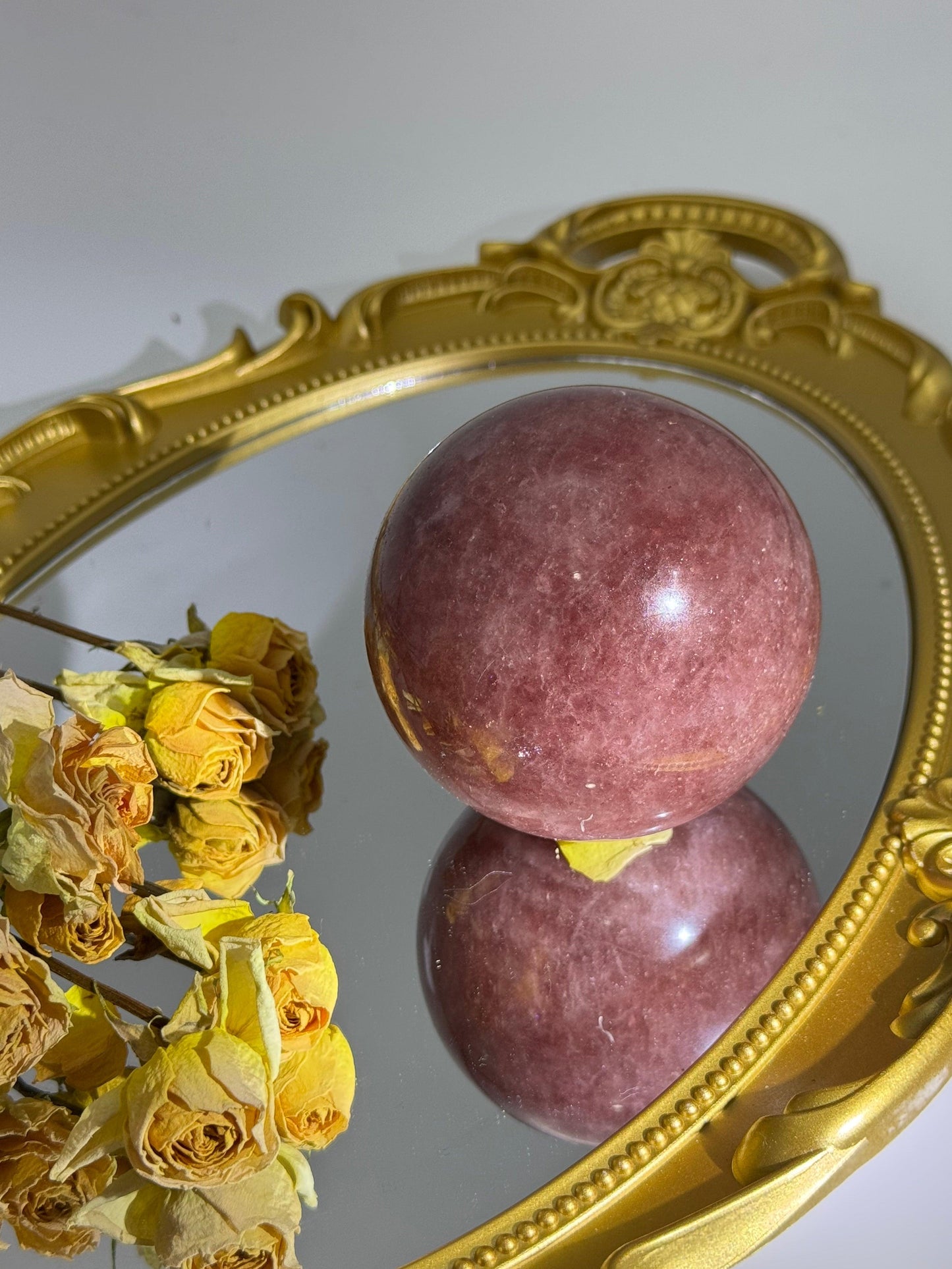 Strawberry Crystal Sphere - Touch Vintage