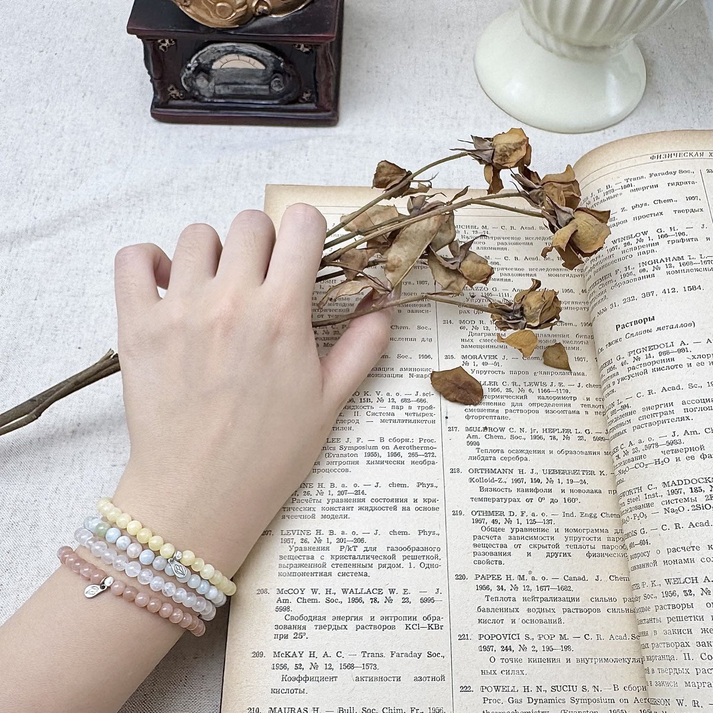 cancer bracelet set on the hand