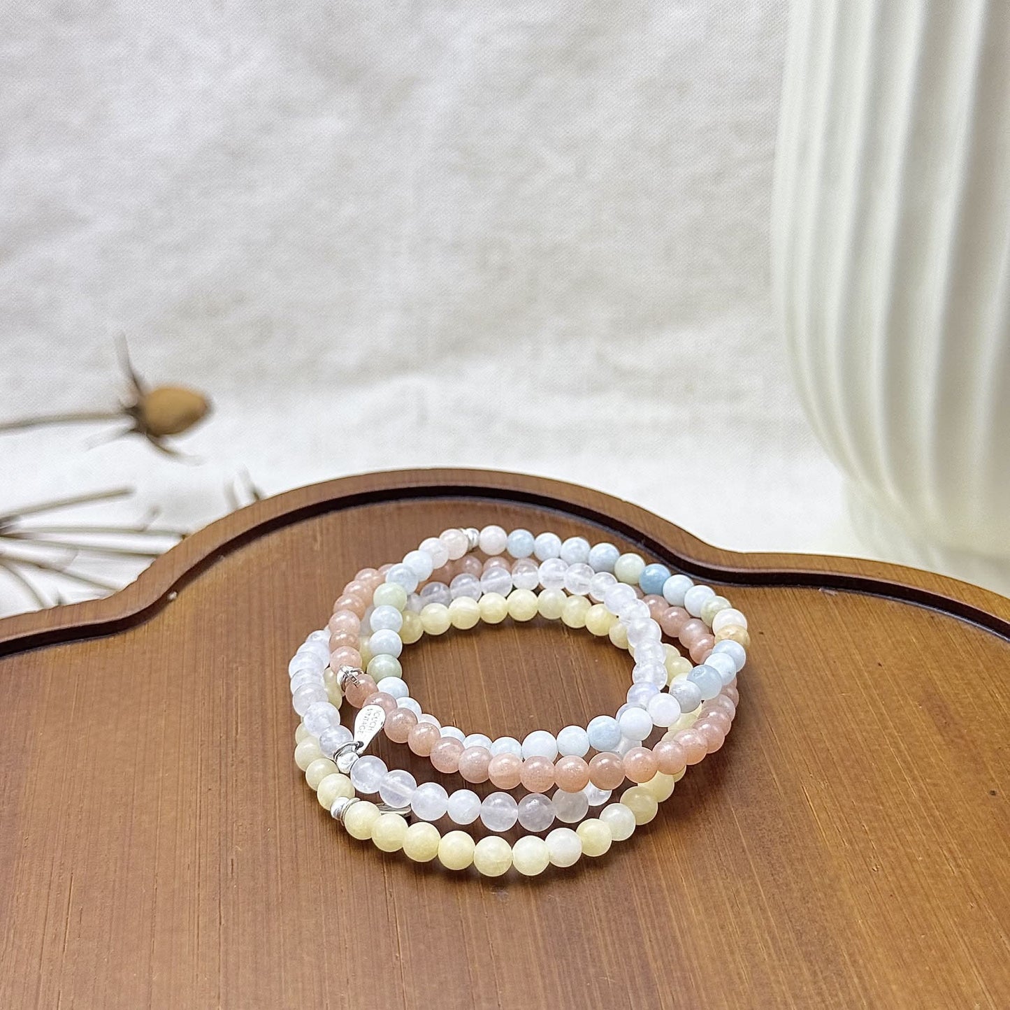 cancer bracelets with morganite,sunstone,moonstone,yellow calcite