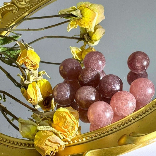 Strawberry Crystal Sphere - Touch Vintage