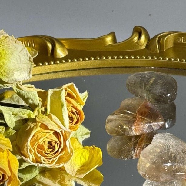 Gold Black Rutile Crystal Heart - Touch Vintage