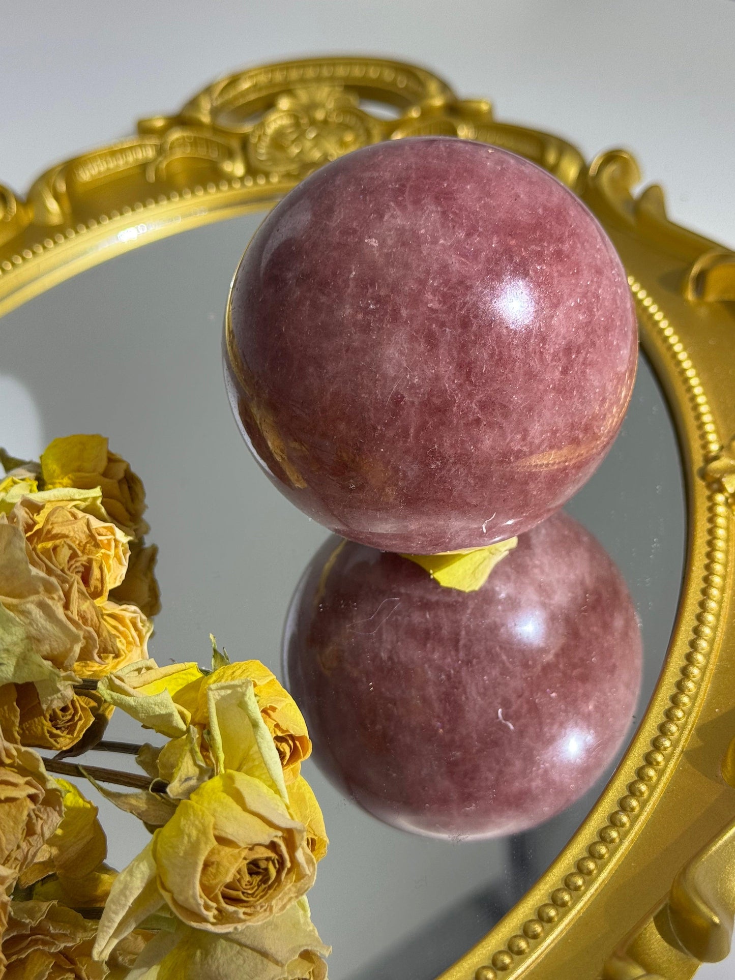 Strawberry Crystal Sphere - Touch Vintage