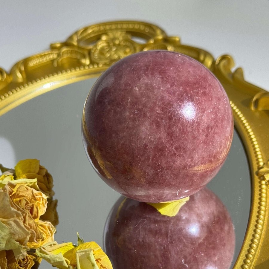 Strawberry Crystal Sphere - Touch Vintage