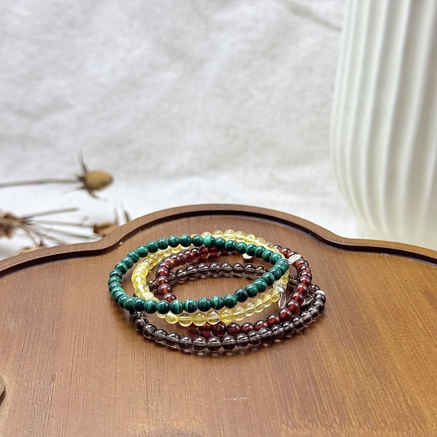 malachite,citrine,garnet,smoky quartz bracelets for a scorpio