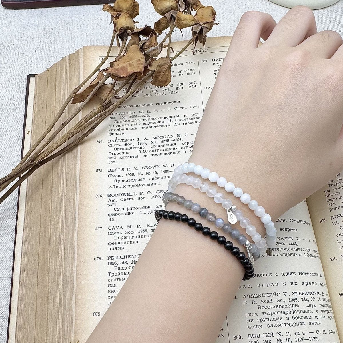moon phases bracelet set on the hand
