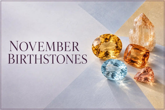 November birthstones topaz and citrine in blue, gold and orange colors