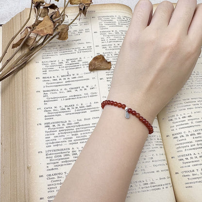 4mm carnelian bracelet on the hand