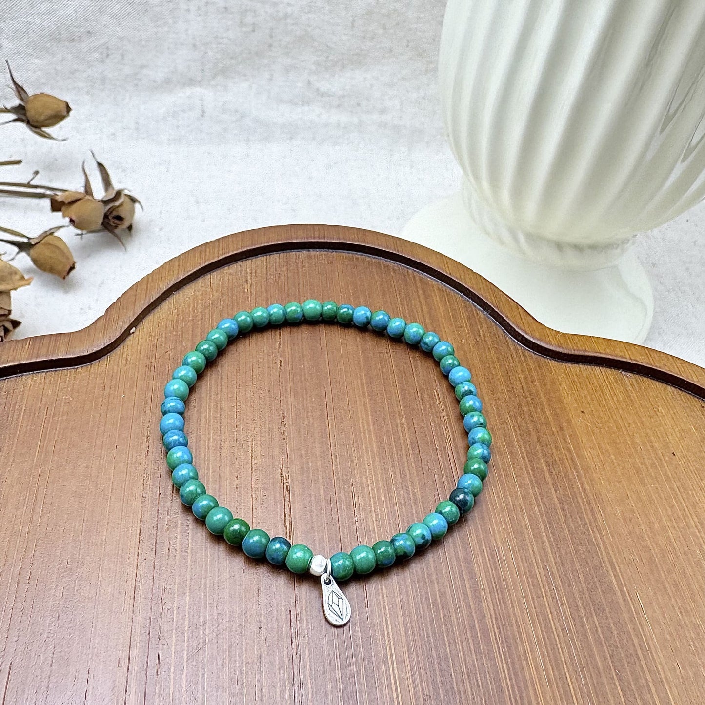 4mm chrysocolla stone bracelet