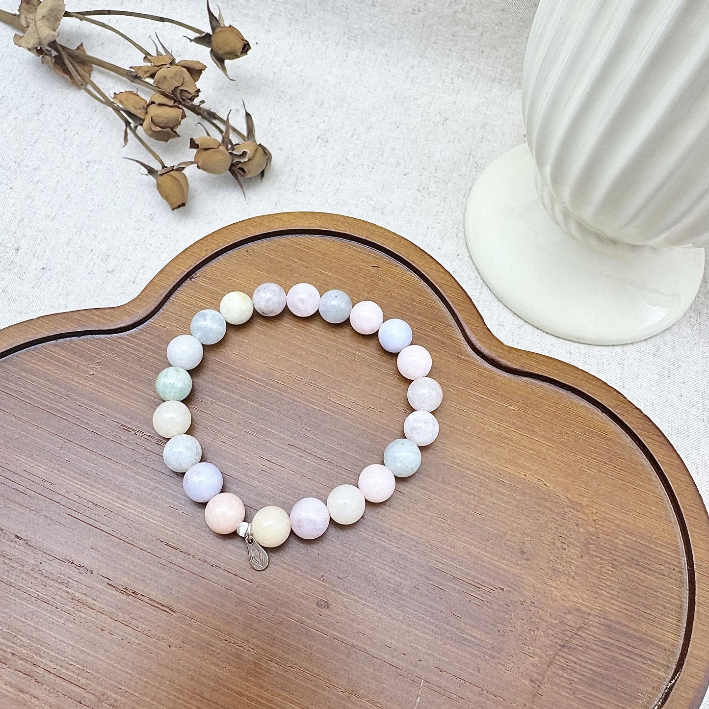 8mm morganite crystal bracelet