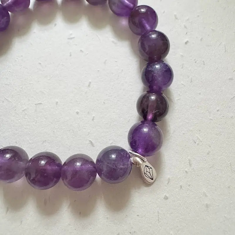 Amethyst Crystal Bracelet 8mm - Close-up | Touch Vintage