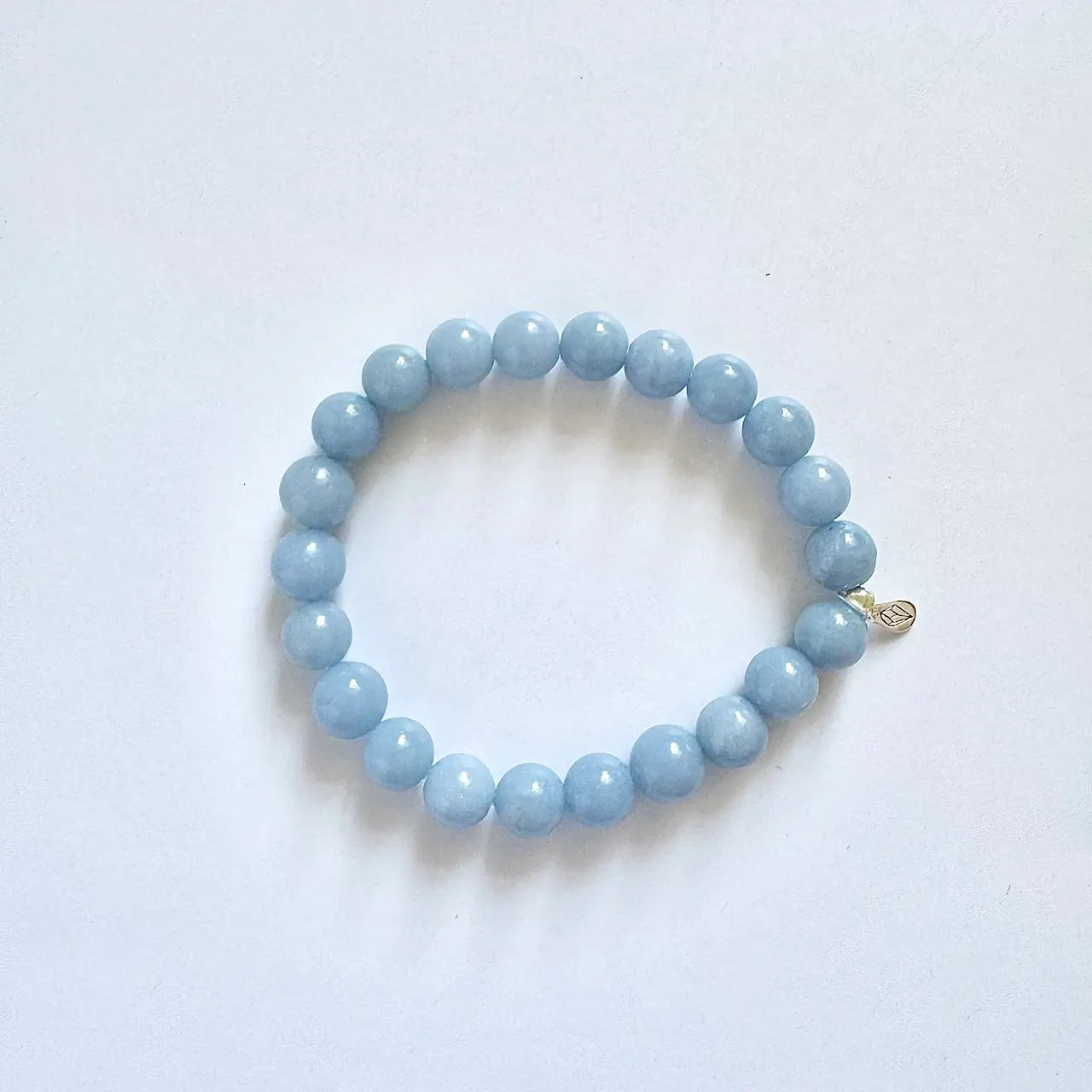 Angelite Crystal Bracelet 8mm - Front View｜Touch Vintage