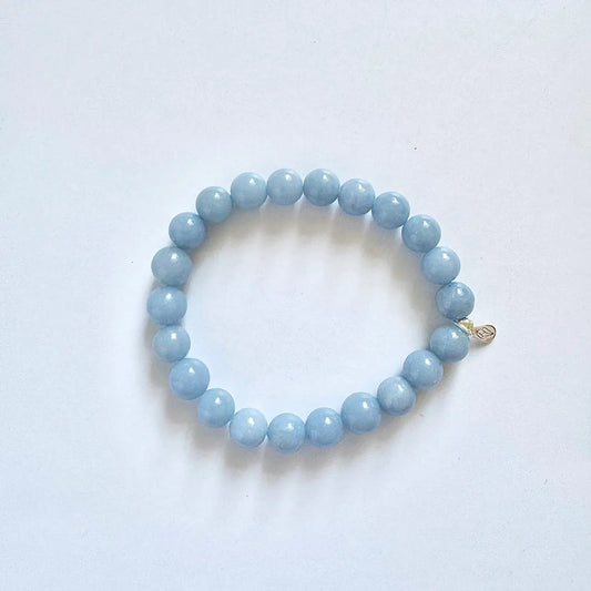 Angelite Crystal Bracelet 8mm - Front View｜Touch Vintage
