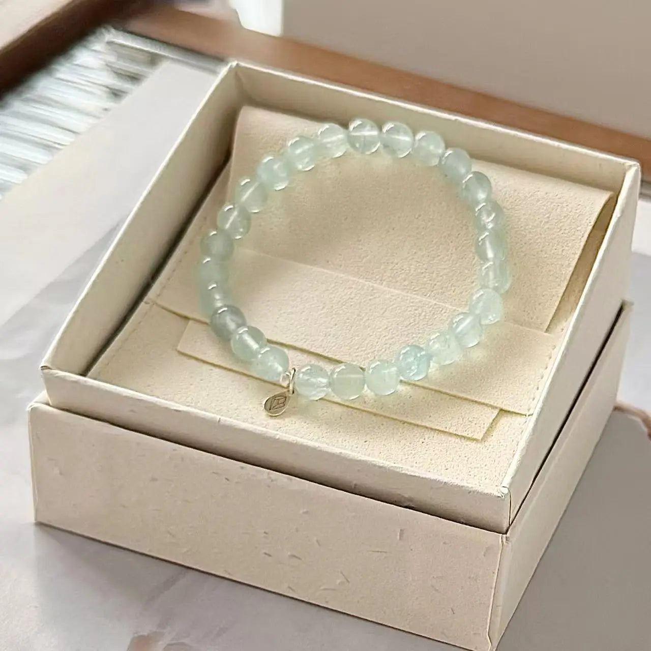 Aquamarine Birthstone Bracelet 6mm Gift Packaging｜Touch Vintage