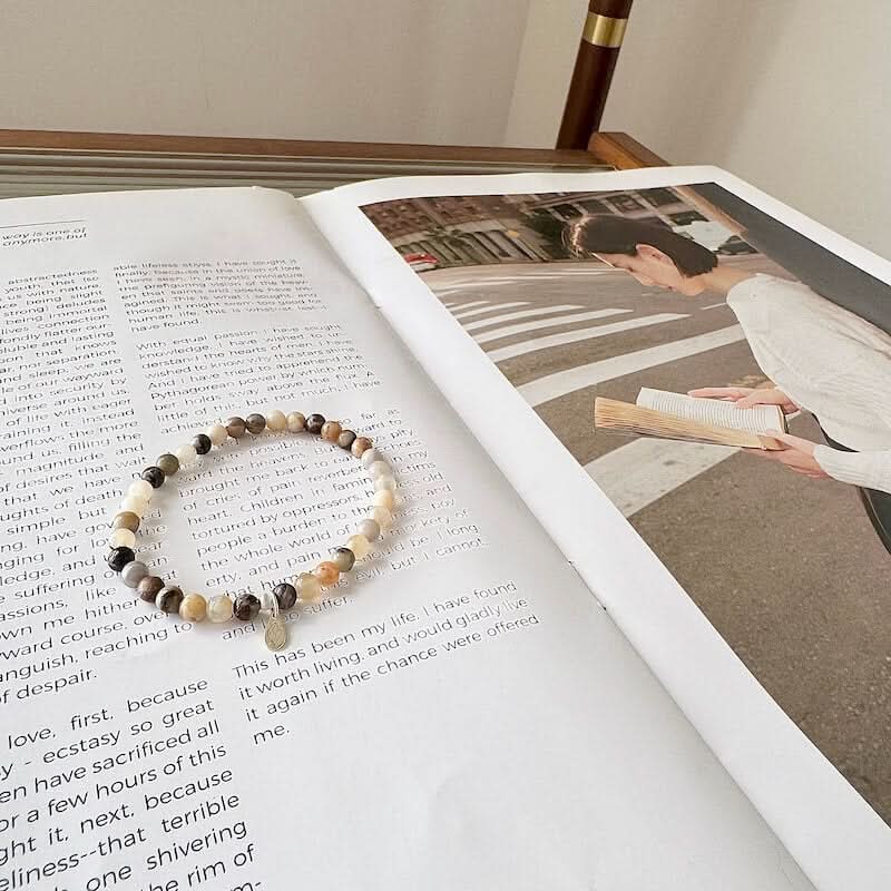Bamboo Leaf Agate Crystal Bracelet 4MM