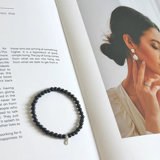 Black Obsidian Bracelet - Front View | Touch Vintage