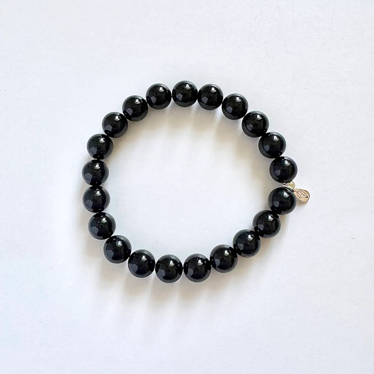 Black tourmaline bracelet 8mm with polished beads for protection and grounding energy